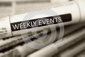 Headline Weekly events of one of newspaper