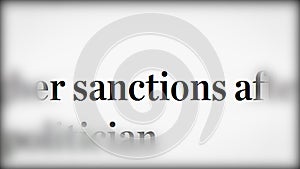 Headlines and text messages in the media about the imposition of sanctions.