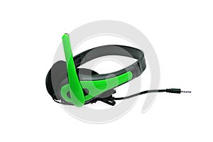 Headphone and cable isolate on white background