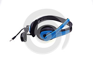 Headphone and cable isolate on white background