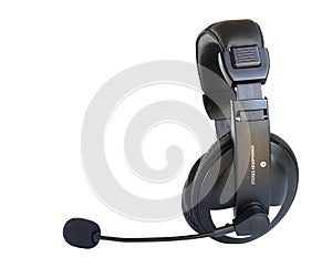 Headphone call centre hotline on background ,clipping path