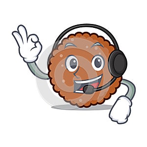 With headphone chocolate biscuit mascot cartoon