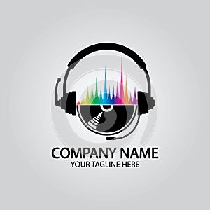 Headphone DJ, Music Studio Recording, Soundwave Logo Design Inspiration