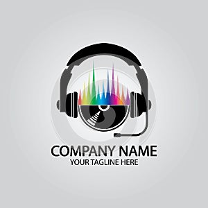 Headphone DJ, Music Studio Recording, Soundwave Logo Design Inspiration