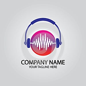 Headphone DJ, Music Studio Recording, Soundwave Logo Design Inspiration