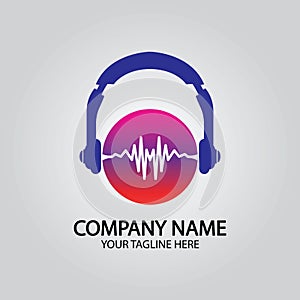 Headphone DJ, Music Studio Recording, Soundwave Logo Design Inspiration