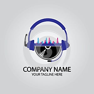 Headphone DJ, Music Studio Recording, Soundwave Logo Design Inspiration