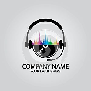 Headphone DJ, Music Studio Recording, Soundwave Logo Design Inspiration