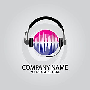 Headphone DJ, Music Studio Recording, Soundwave Logo Design Inspiration