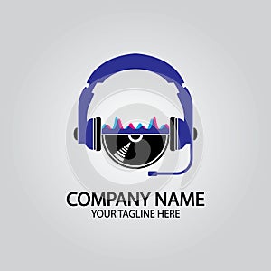 Headphone DJ, Music Studio Recording, Soundwave Logo Design Inspiration