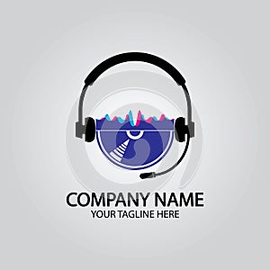 Headphone DJ, Music Studio Recording, Soundwave Logo Design Inspiration