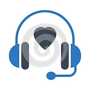 Headphone glyph colour vector  icon