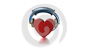 Headphone and heart,best animation ,3D illustration,best sign and icon