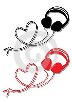 Headphone with heart, vector