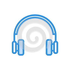 Headphone icon in blue style about multimedia for any projects