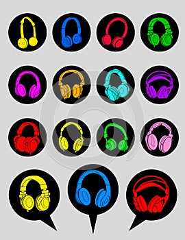 Headphone Icons and Dialog Bubbles