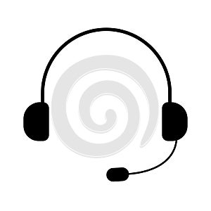 Headphone with mic icon on white background.