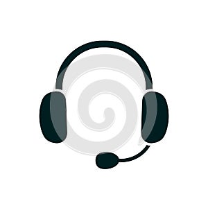 Headphone with microphone icon sign â€“ vector