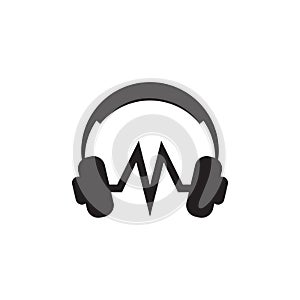 Headphone music icon logo design vector template