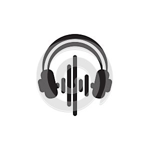 Headphone music icon logo design vector template