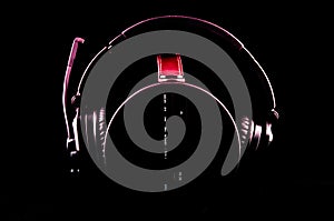 Headphone on the portable music box.