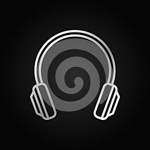 Headphone silver isolated vector icon in thin line style