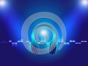 Headphone techno background vector illustration