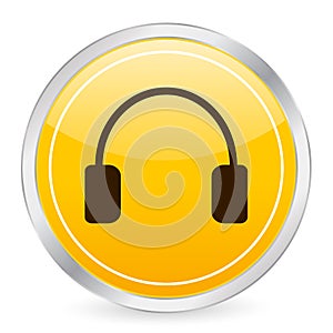 Headphone yellow circle icon