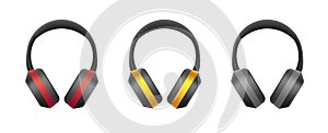 headphones 3d icom set, black with bright stripe