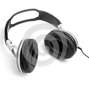 Headphones black isolated white background