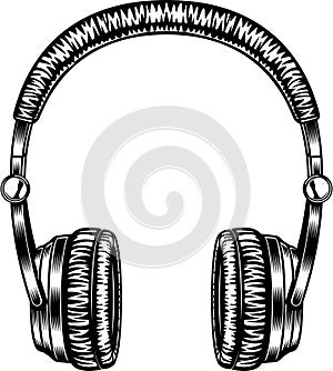 Headphones black and white illustration