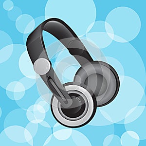 Headphones on blue circles