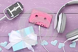 Headphones with cassette tape