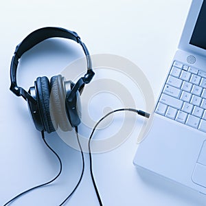 Headphones Connected to Laptop