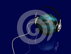 Headphones on constelation sphere photo