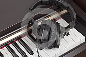 Headphones on digital piano
