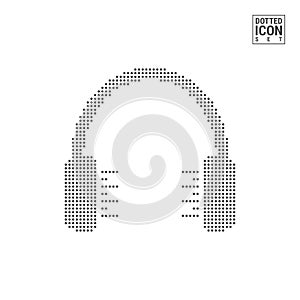 Headphones Dot Pattern Icon. Headphones Dotted Icon Isolated on White Background. Vector Icon or Design Template