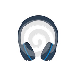 Headphones earphones flat style vector icon.