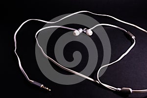 Headphones Earphones White Heart Shape Symbol Metaphor Love Music Black Background Accessory Wire