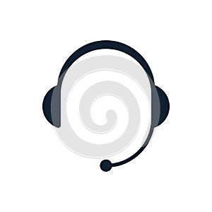 Headphones flat icon with microphone