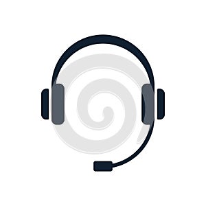 Headphones flat icon with microphone