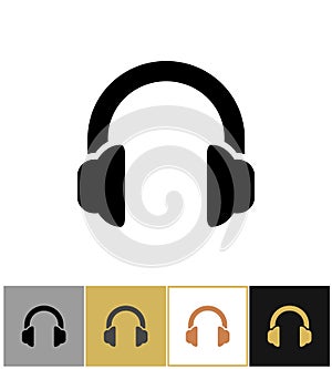 Headphones icon, headphone audio symbol