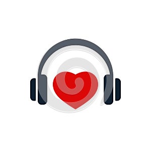 Headphones icon with heart shape