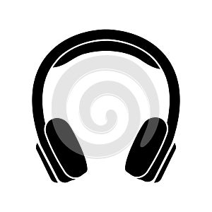 headphones icon stencil black, isolated vector illustration on a white background