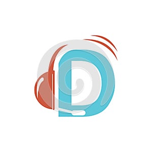 Headphones icon trendy and modern symbol with letter D for graphic and web design