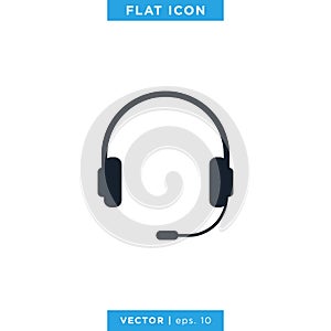 Headphones Icon Vector Logo Design Template