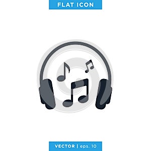 Headphones Icon Vector Logo Design Template
