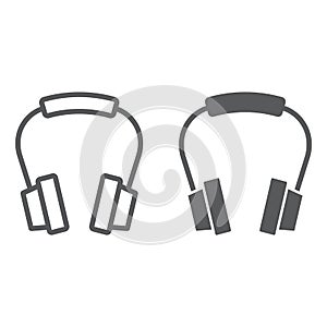 Headphones line and glyph icon, earphone