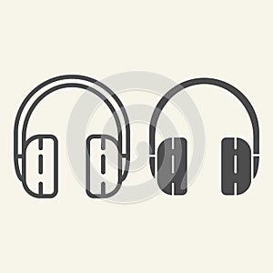 Headphones line and glyph icon. Headset vector illustration isolated on white. Sound outline style design, designed for