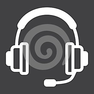 Headphones line icon, call center and website